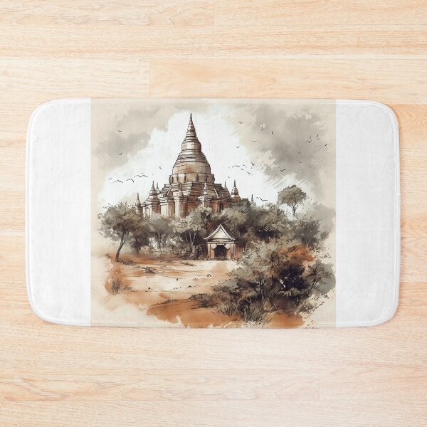 Artikelvorschau, Hübsche Cartoon-Illustration von Bagan, Myanmar entworfen und verkauft von KristinaNEL.