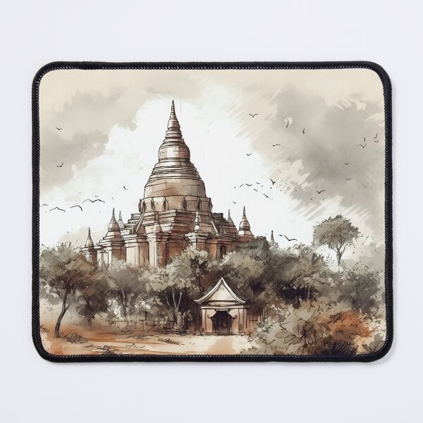 Item preview, Pretty cartoon illustration of Bagan, Myanmar designed and sold by KristinaNEL.