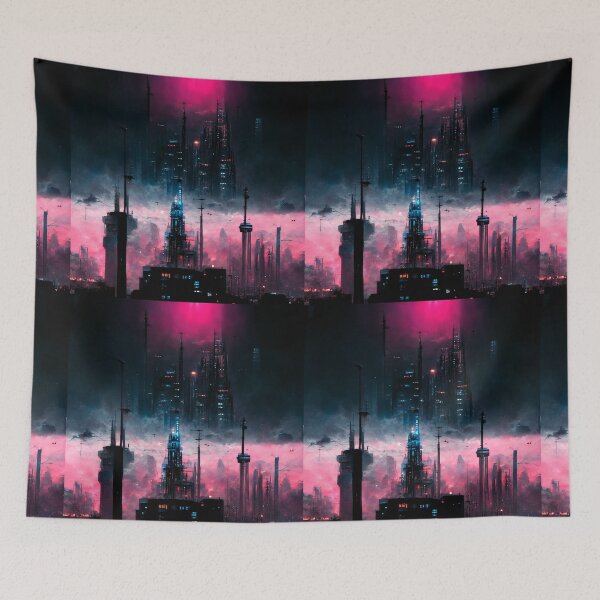 Item preview, Dark City Future (Neo Noir Blade Runner Inspired Cityscape Vaporwave Synthwave Poster) designed and sold by ZGigerBarker.