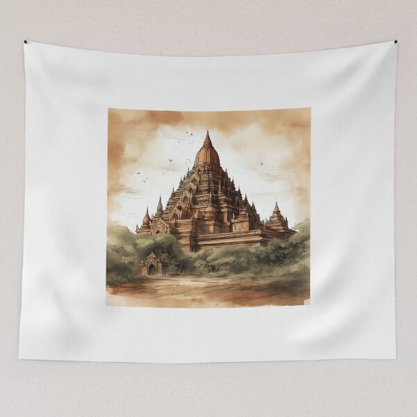 Item preview, Handsome cartoon illustration of Bagan, Myanmar designed and sold by KristinaNEL.