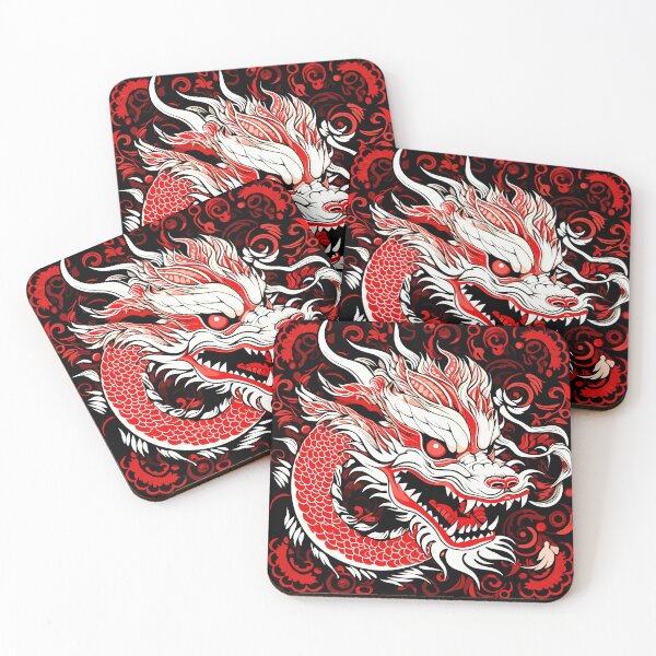 Artikelvorschau, Wildes rot-weißes traditionelles chinesisches Drachendesign entworfen und verkauft von Artbyminga.