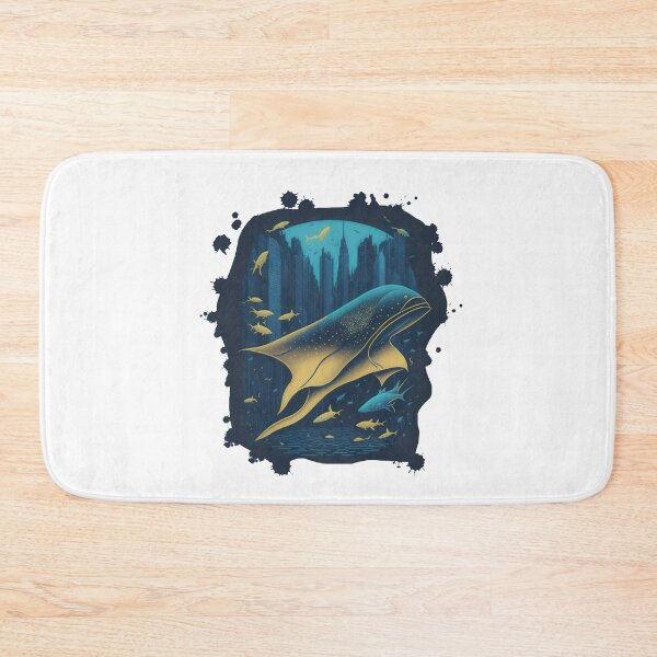 Item preview, Urban Mermaid: Ethereal Manta Ray in a Shimmering Cityscape designed and sold by zax454.