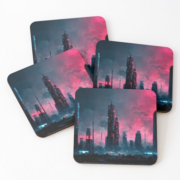 Item preview, Dystopian Synthwave City (Neo Noir Blade Runner Inspired Cityscape Vaporwave Synthwave Poster) designed and sold by ZGigerBarker.