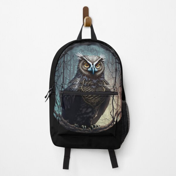 Item preview, Eevil owl, in a dark forest, in a cage of branches, halloween season of the witch designed and sold by Sunmoonlove.