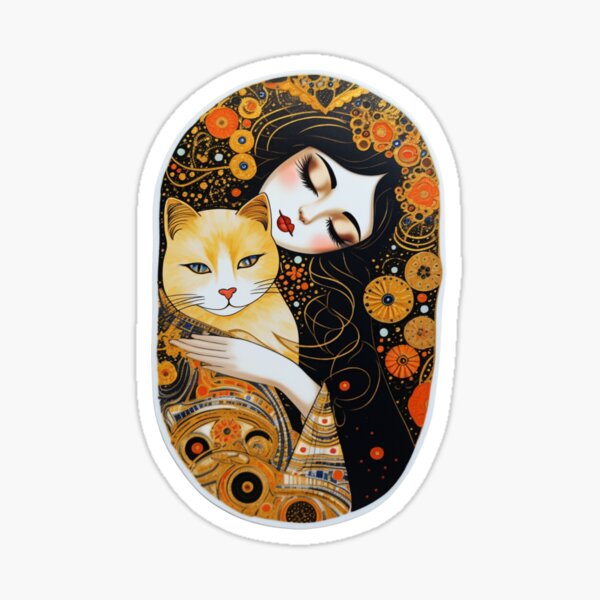Lady With Fan and Cat, Vintage Gustav Klimt Art Print, All Purpose Des –  Arty Cats