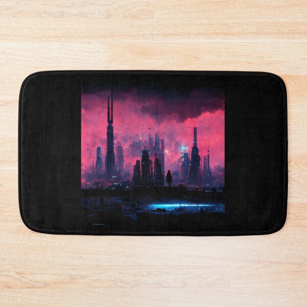 Item preview, Woman Overlooking A Dystopian City (Neo Noir Blade Runner Inspired Cityscape Vaporwave Synthwave Poster) designed and sold by ZGigerBarker.