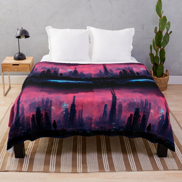 Item preview, Woman Overlooking A Dystopian City (Neo Noir Blade Runner Inspired Cityscape Vaporwave Synthwave Poster) designed and sold by ZGigerBarker.