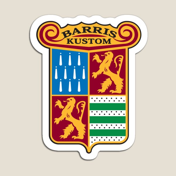 Aperçu de l'œuvre Or Barris Kustom Crest Bordure Blanche créée et vendue par Barris Kustom City.