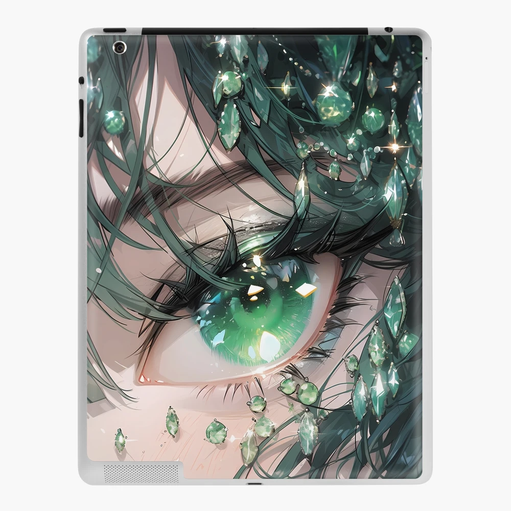 Jeweled Depths: Enchanting Anime Green Eye Closeup