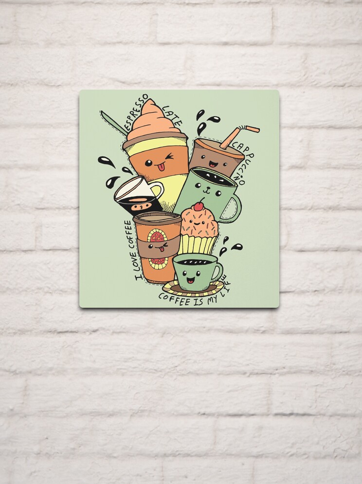 Kawaii Cute Iced Coffee For Coffee Lovers Art Board Print for Sale by  MariKatri