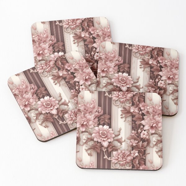 Item preview, Vintage Victorian Style Floral Pattern in Dusty Pink and Beige designed and sold by coreexpressions.