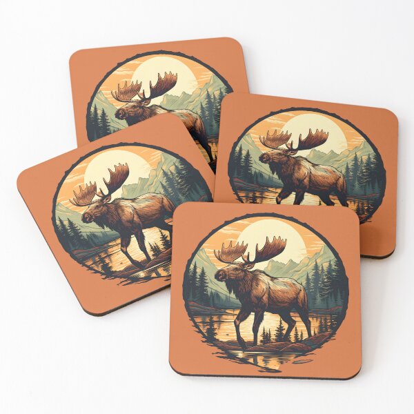 Item preview, Vintage Alaska Moose Illustration | Nature Art designed and sold by InkedBeasts.