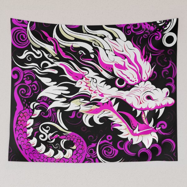 Item preview, Vibrant purple and white Traditional Chinese Dragon design. designed and sold by Artbyminga.