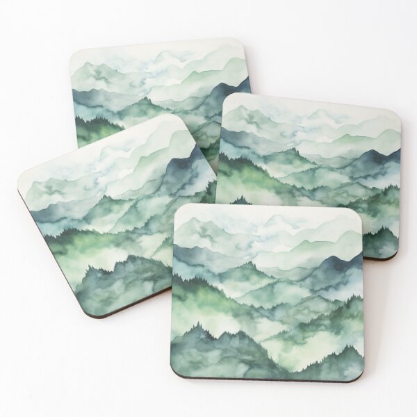 Item preview, Watercolor Misty Mountains designed and sold by NorthSkyPoint.