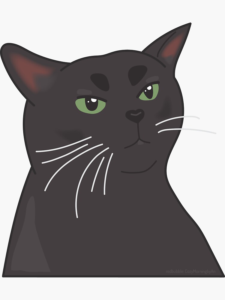 Black Cat Zoning Out Meme Sticker Decal