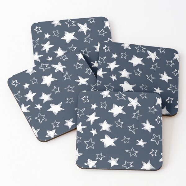 Item preview, Holiday watercolor white stars over navy blue background designed and sold by marufemia.