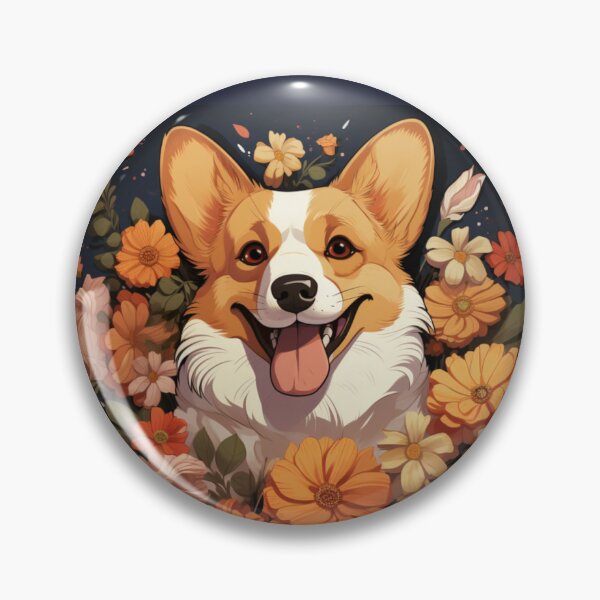 Item preview, Corgi in the Flowers designed and sold by NorthSkyPoint.