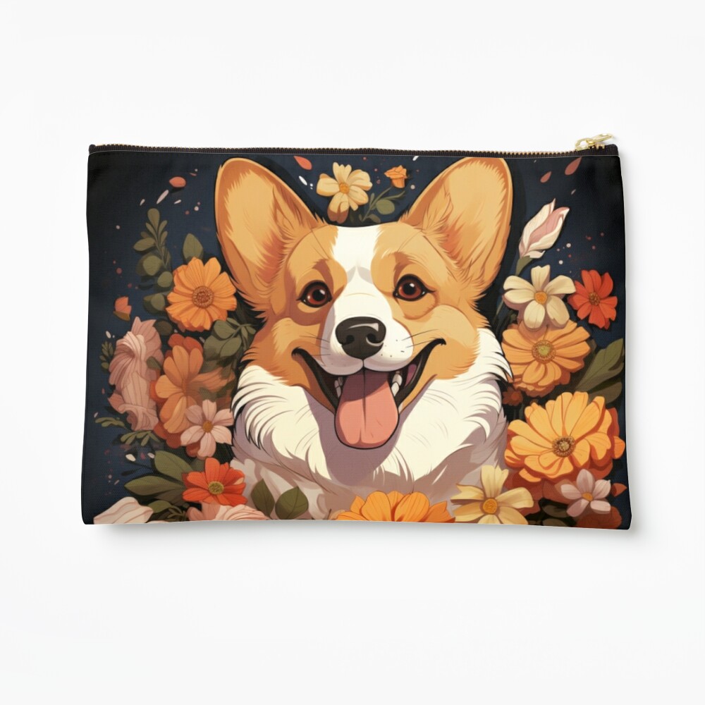 Jolly corgis in green Zipper Pouch for Sale by Colordrilos