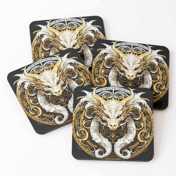 Item preview, Gold and white Chinese Dragon design. designed and sold by Artbyminga.