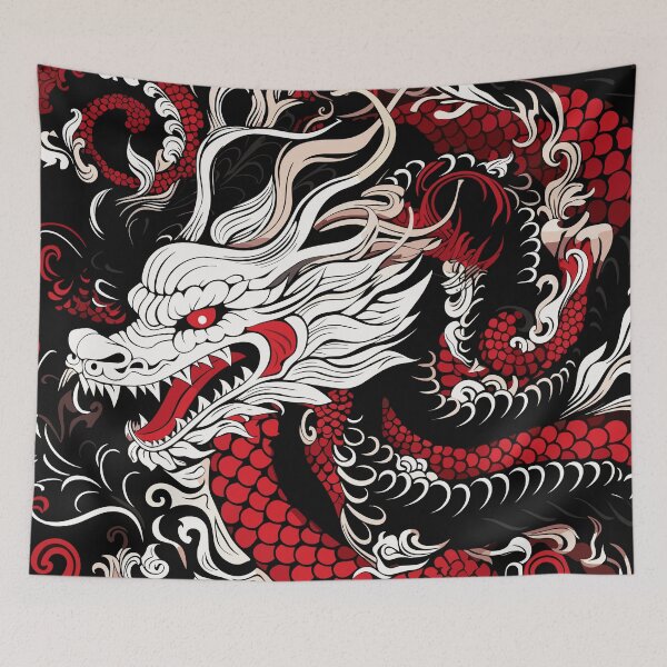 Item preview, Red, Black, and white traditional Chinese Dragon design. designed and sold by Artbyminga.