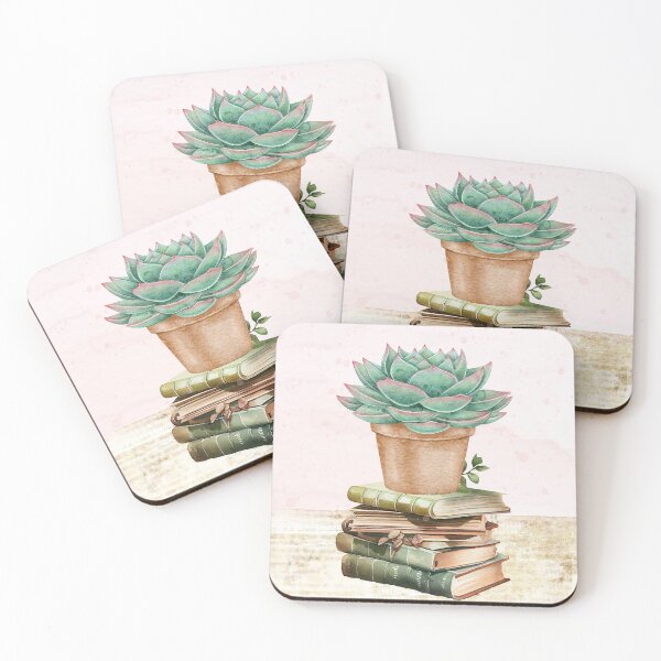 Item preview, Old books and cactus, Printable wall art, Book stack decor, Books lover gift, library art, vintage room decor, digital watercolor cactus art designed and sold by AustriaDesigns.
