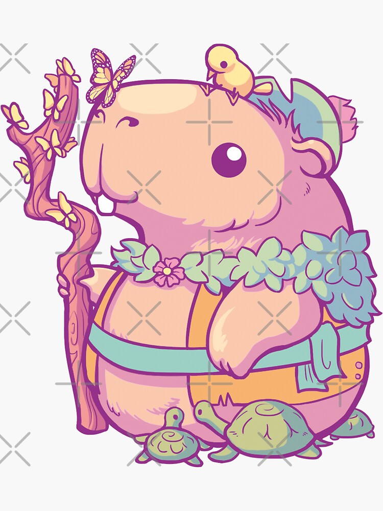 Thumbnail 3 of 3, Sticker, Druid Capybara designed and sold by piratadandi.