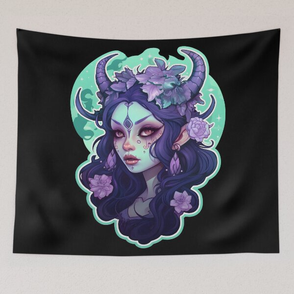 Item preview, Gothic Demon Girl with Horns and Flowers designed and sold by 20th-eclipse.