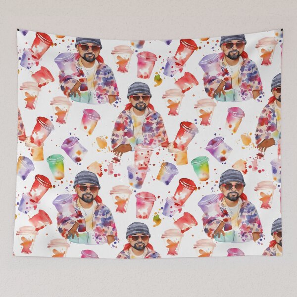 Item preview, Pimp C Tribute - Hip-Hop Legend with Cups Watercolor Art & Trippy Pattern designed and sold by Retro-ArtDeco.
