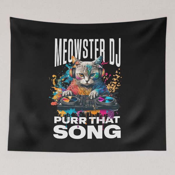 Item preview, Meowster DJ - Purr That Song | Funny Cute Cat on Decks Mixing Music Lover  designed and sold by lildoodleshirts.