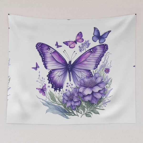 Item preview, Captivating Purple Butterflies on Flower | 3d purple butterflies | Perfect Gift Idea designed and sold by JOY STORE 45.
