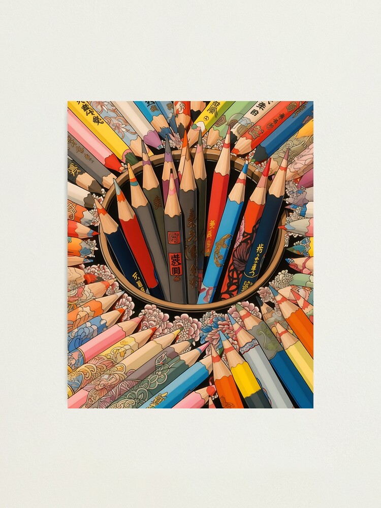 Colored Pencils - Japanese Ukiyo-e Design Art Supplies Art Print for Sale  by GingerSilkShop