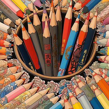Colored Pencils - Japanese Ukiyo-e Design Art Supplies Jigsaw Puzzle for  Sale by GingerSilkShop