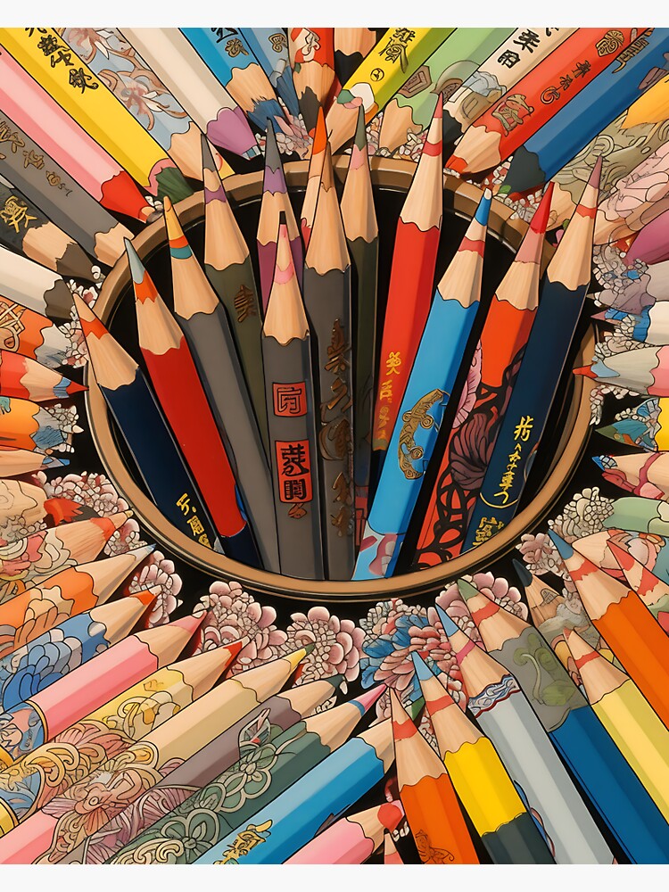 Colored Pencils - Japanese Ukiyo-e Design Art Supplies Sticker