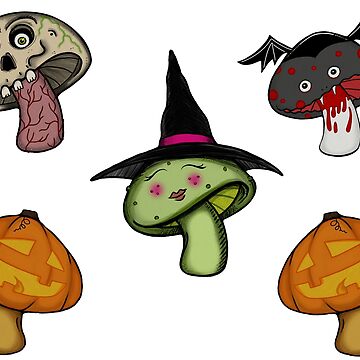 Artwork thumbnail, Spooky Cute Mushroom Sitcker Sheet by softnosferatu