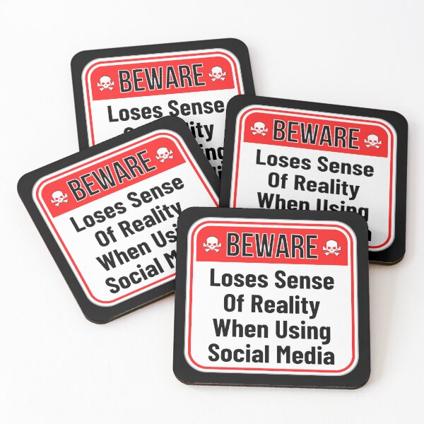 Item preview, BEWARE:  Loses Sense Of Reality When Using Social Media - funny warning signs designed and sold by DesignsFromTW-S.