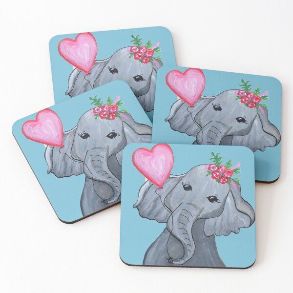 Item preview, Heart Elephant - Cute original artwork by Dody Denman designed and sold by MoxyMermaid.