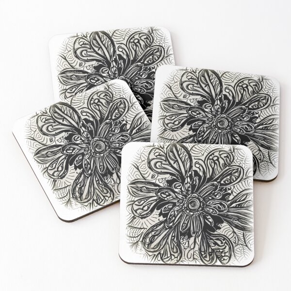 Item preview, Black and white flower and web style antique design. designed and sold by JeffreyWayne.