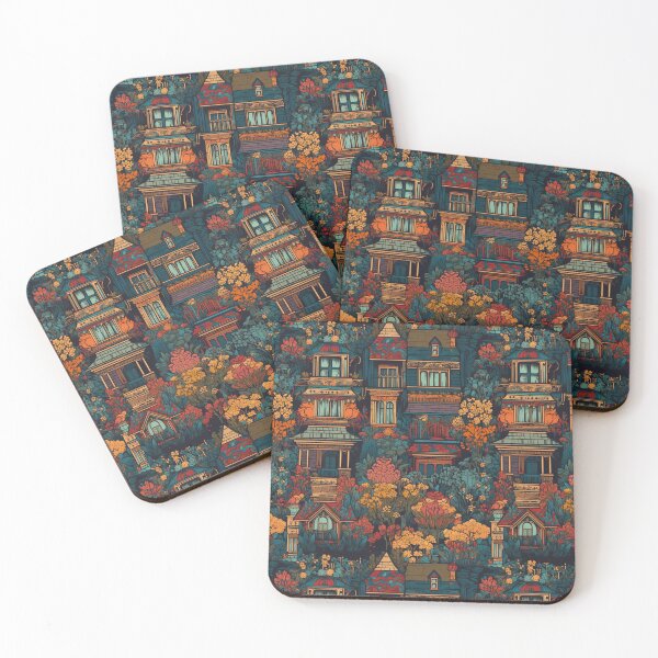 Item preview, Victorian homes scene designed and sold by PaperieJennifer.