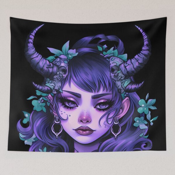 Item preview, Dark Wild Witch with Horns and Flowers designed and sold by 20th-eclipse.