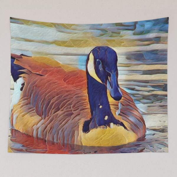 Item preview, Canada Goose Swimming At Sunset Digital Painting designed and sold by Heathermarie321.
