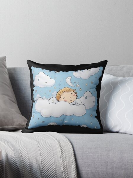 Item preview, Dreamy Clouds Pillow designed and sold by MyMerryMary.