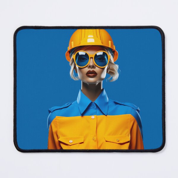 Item preview, Woman in hard hat and protective glasses designed and sold by Andrey Tarakanov.