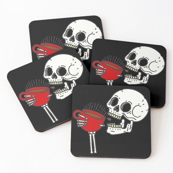 Item preview, halloween coffee drinking skull skeleton red  designed and sold by Gossip Rag.