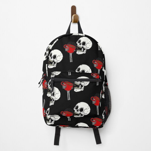Item preview, halloween coffee drinking skull skeleton red designed and sold by Gossip Rag.