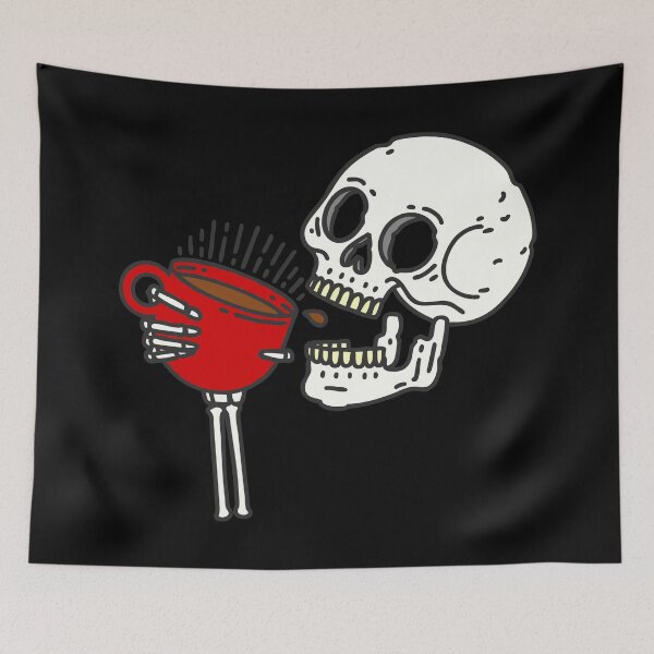Item preview, halloween coffee drinking skull skeleton red  designed and sold by Gossip Rag.