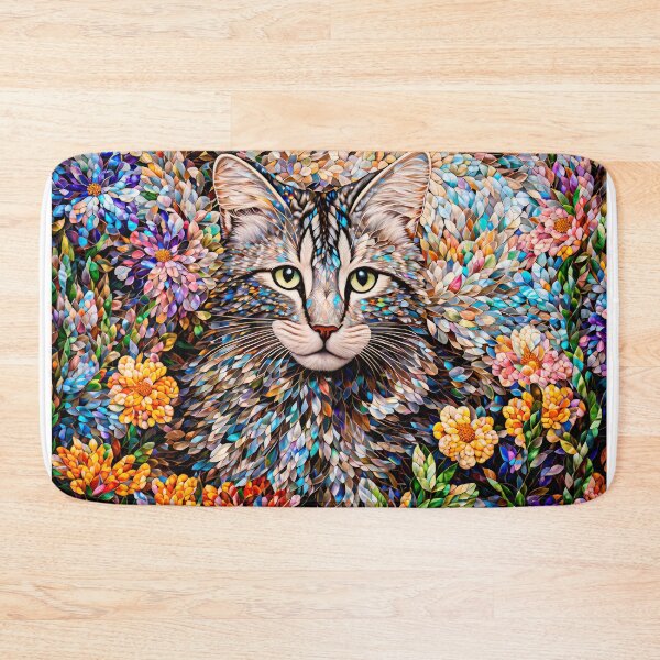 Item preview, Gray Tabby Cat in Flower Garden designed and sold by Peggy Collins.
