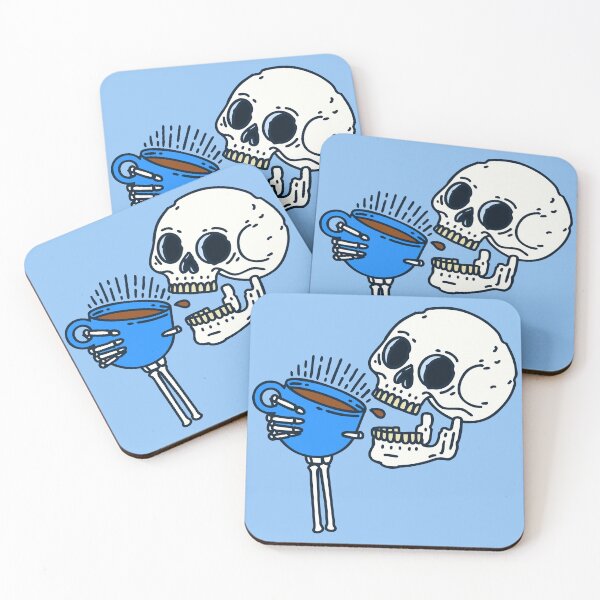 Item preview, halloween coffee drinking skull skeleton blue  designed and sold by Gossip Rag.