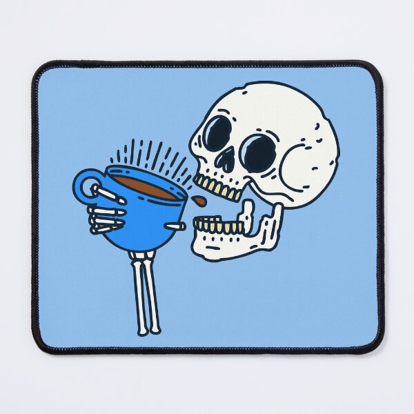 Item preview, halloween coffee drinking skull skeleton blue  designed and sold by Gossip Rag.
