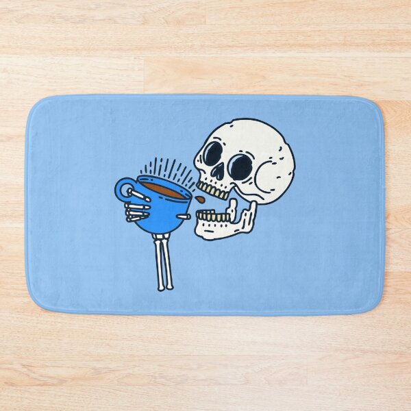 Item preview, halloween coffee drinking skull skeleton blue  designed and sold by Gossip Rag.