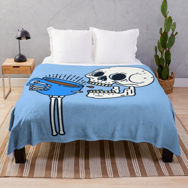 Item preview, halloween coffee drinking skull skeleton blue  designed and sold by Gossip Rag.